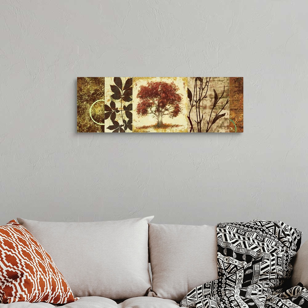 A bohemian room featuring Red Tree Panel I