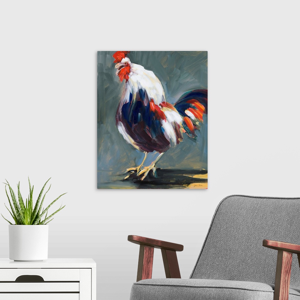 A modern room featuring Rising Rooster