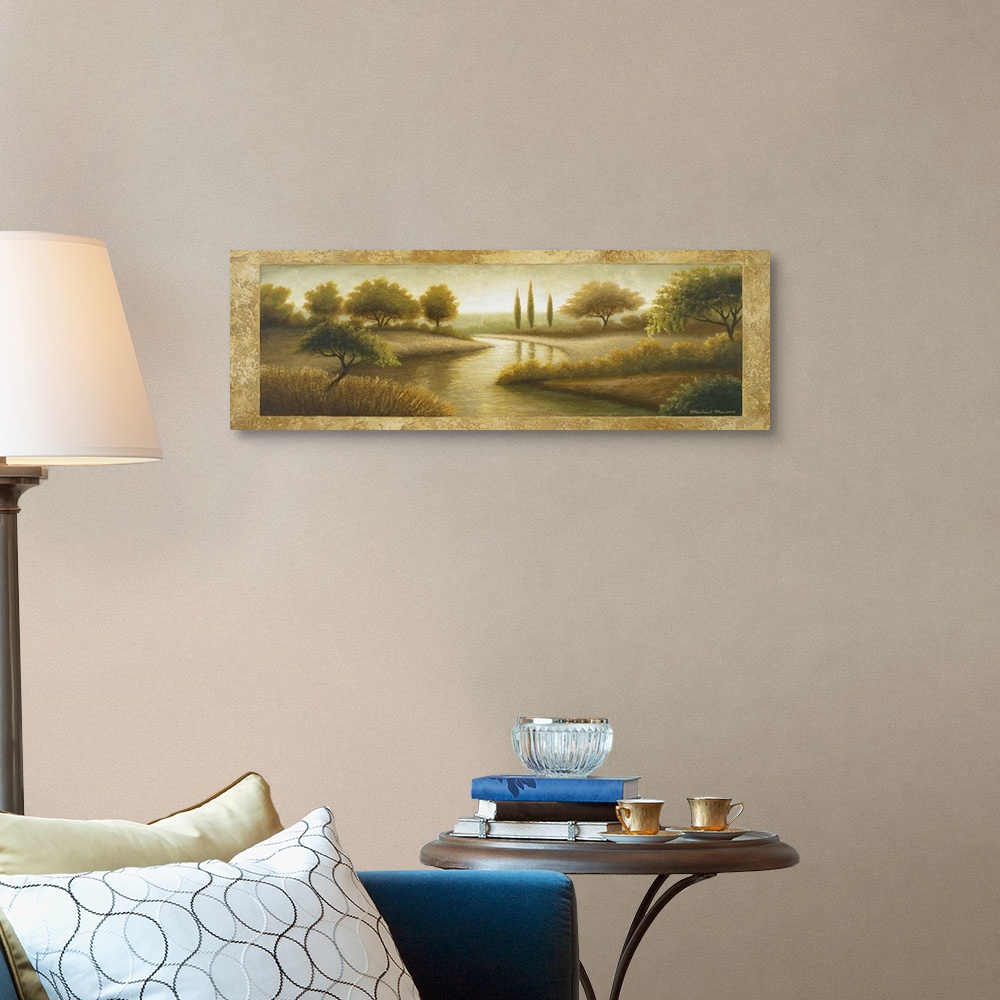 A traditional room featuring original size: 36x18", acrylic on masonite