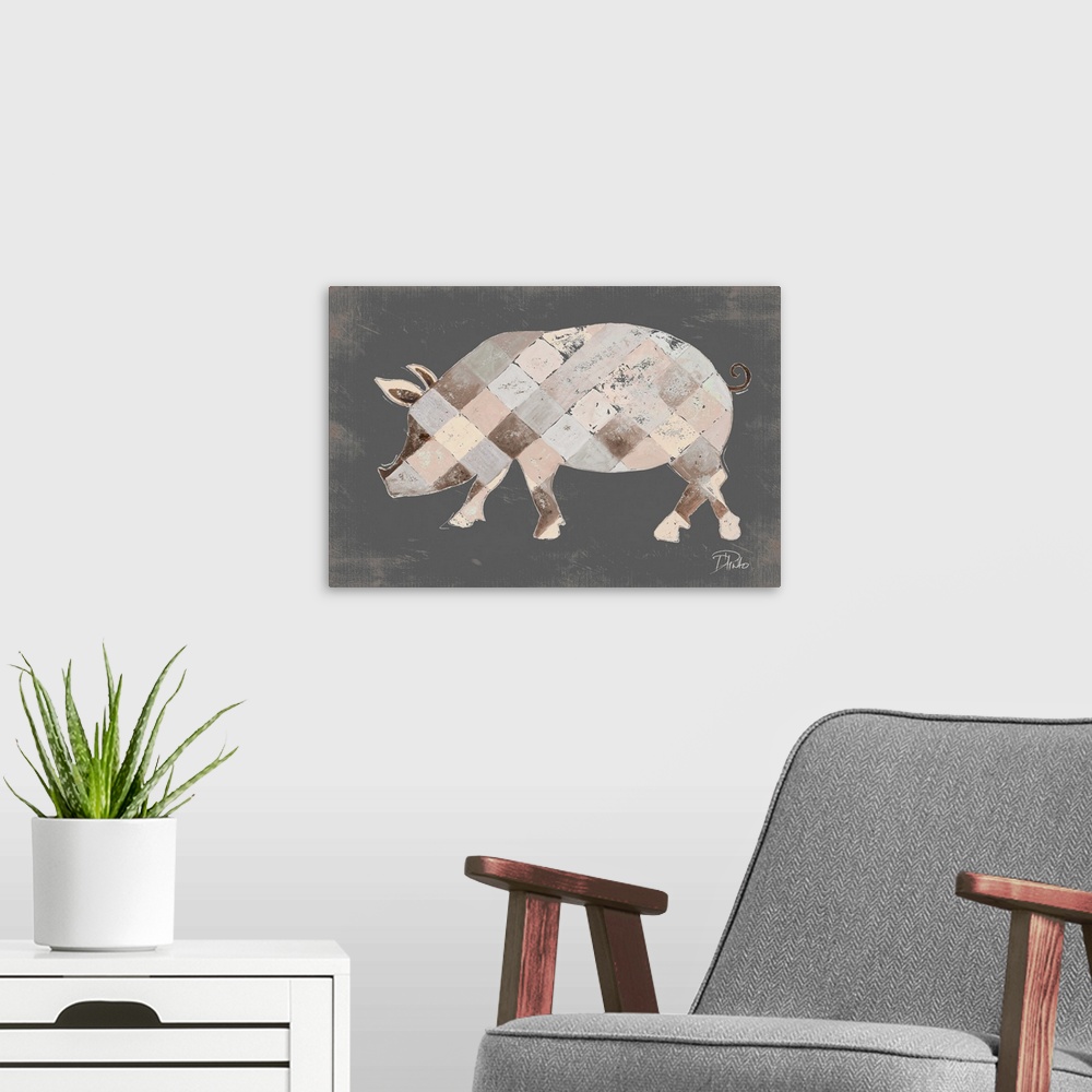 A modern room featuring Rustic Plaid Pig