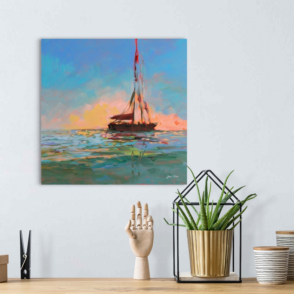 A bohemian room featuring Sailboat On The Horizon