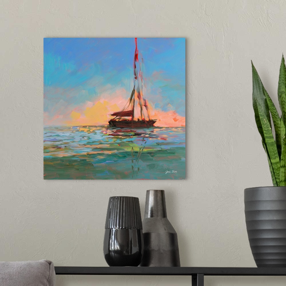A modern room featuring Sailboat On The Horizon