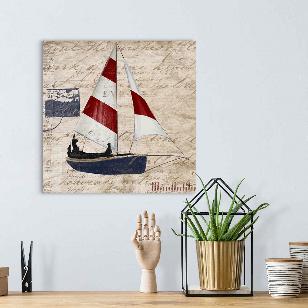 A bohemian room featuring Sailing Stamp Border I