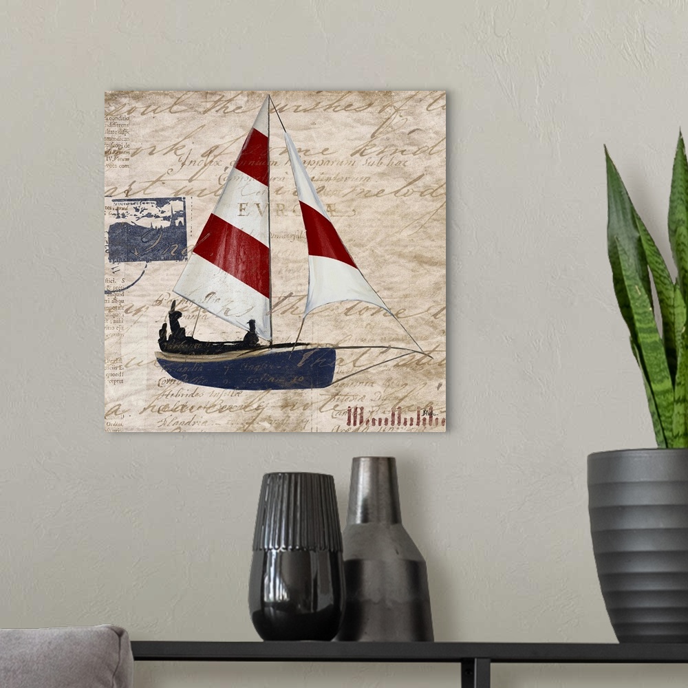 A modern room featuring Sailing Stamp Border I