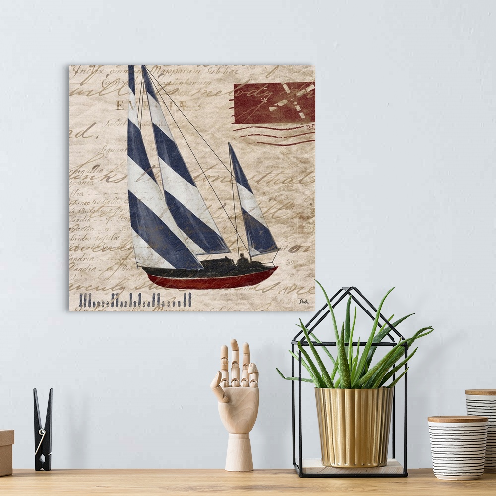 A bohemian room featuring Sailing Stamp Border II