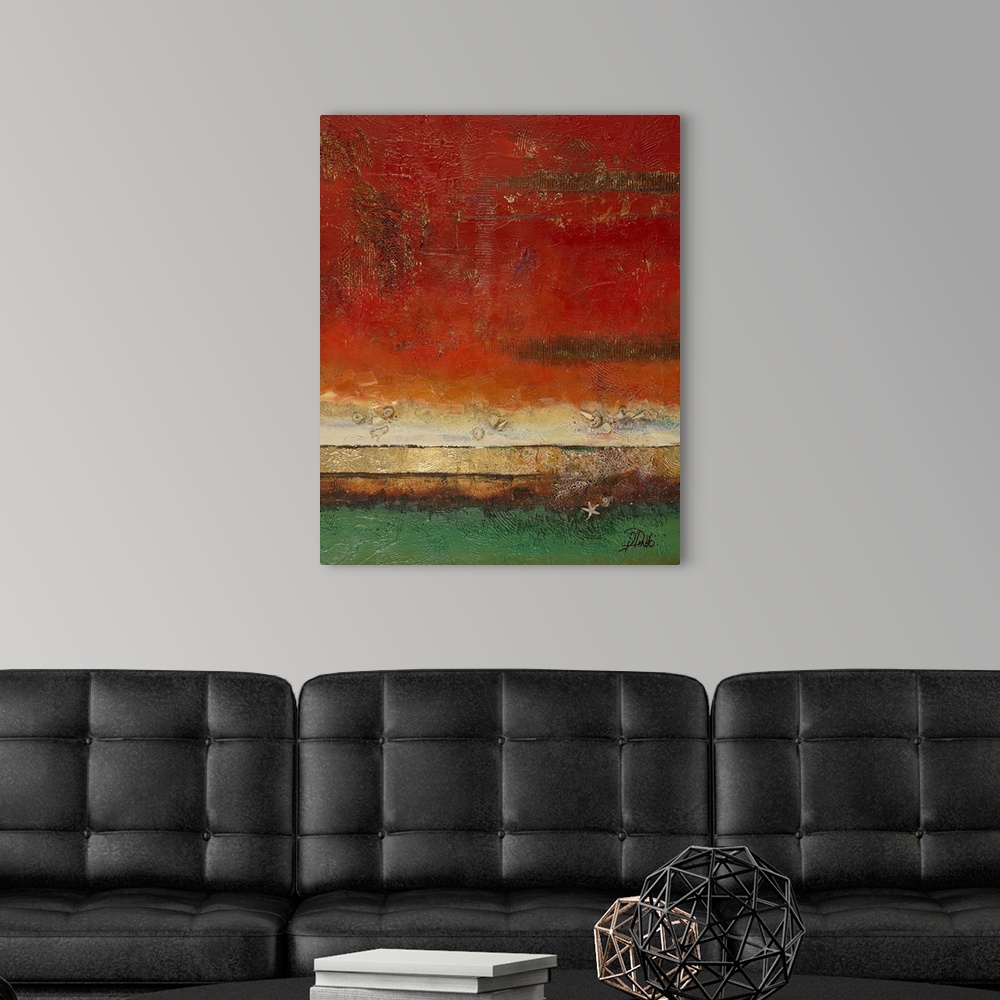A modern room featuring Original Size: 20x24; mixed media on canvas