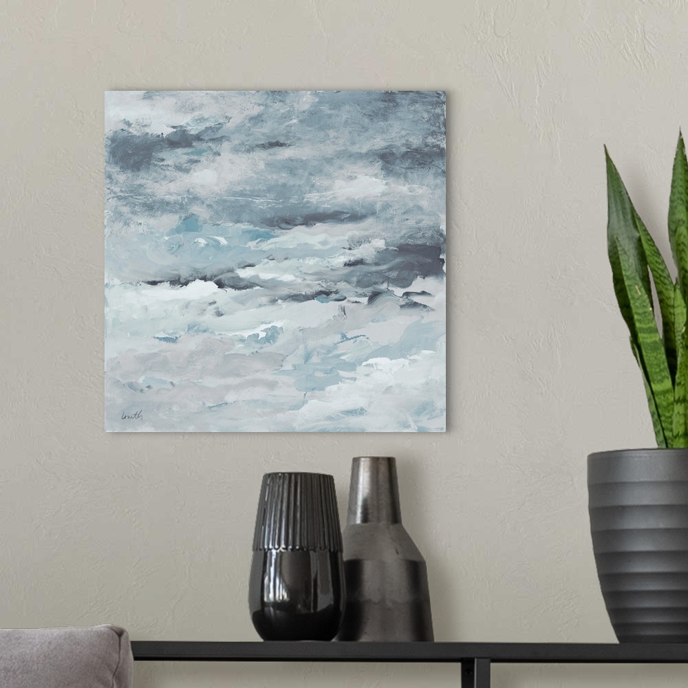 A modern room featuring Sea Meets Storm II