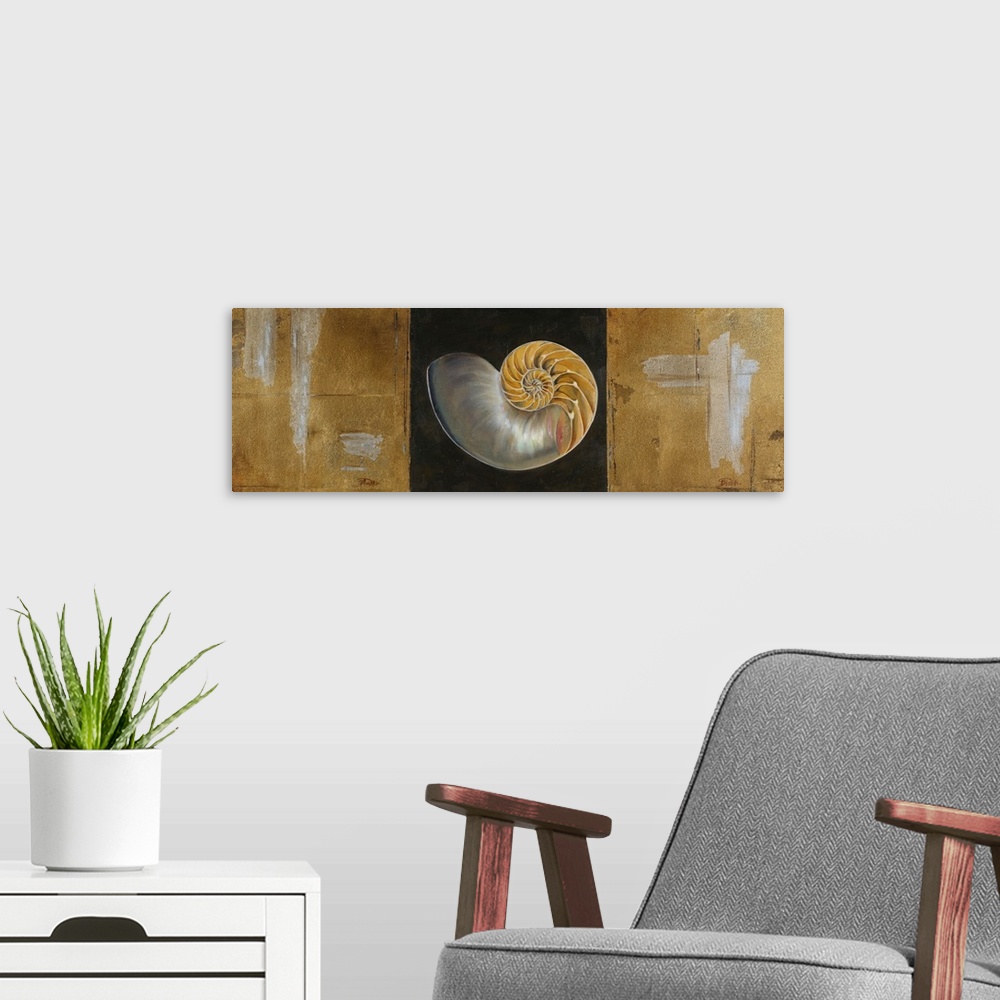 A modern room featuring original size: 12x72", mixed media on canvas
