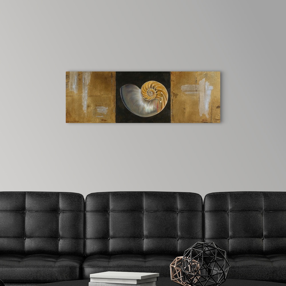 A modern room featuring original size: 12x72", mixed media on canvas