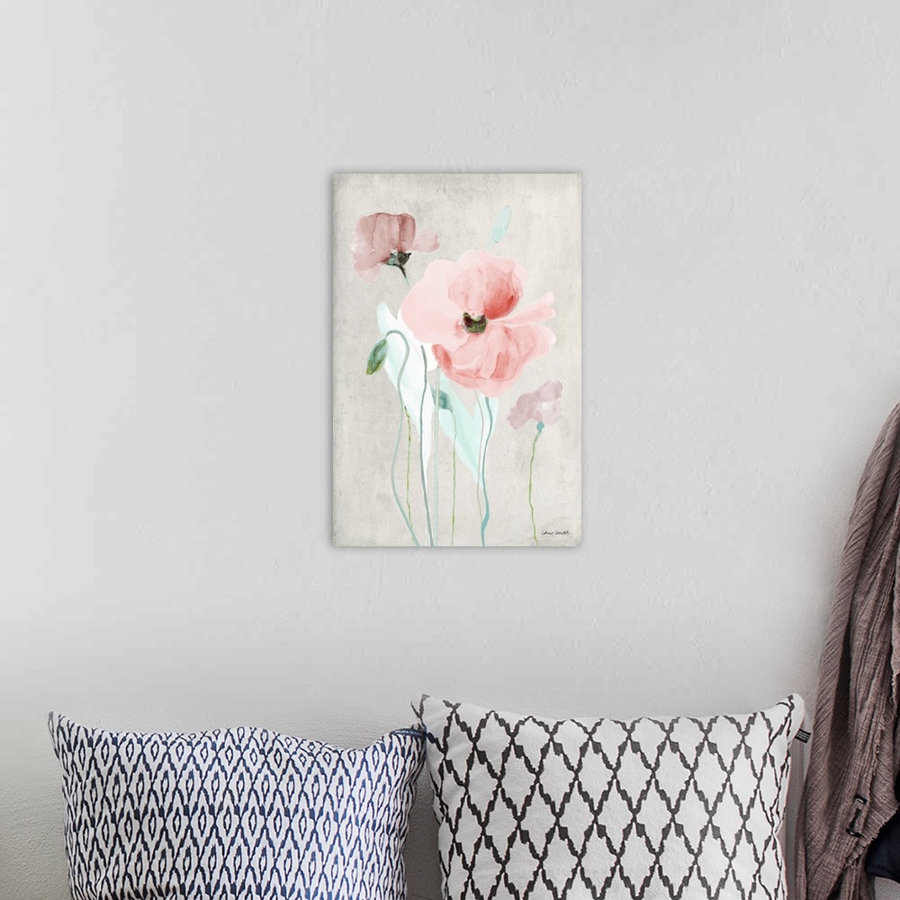 A bohemian room featuring Soft Pink Poppies I