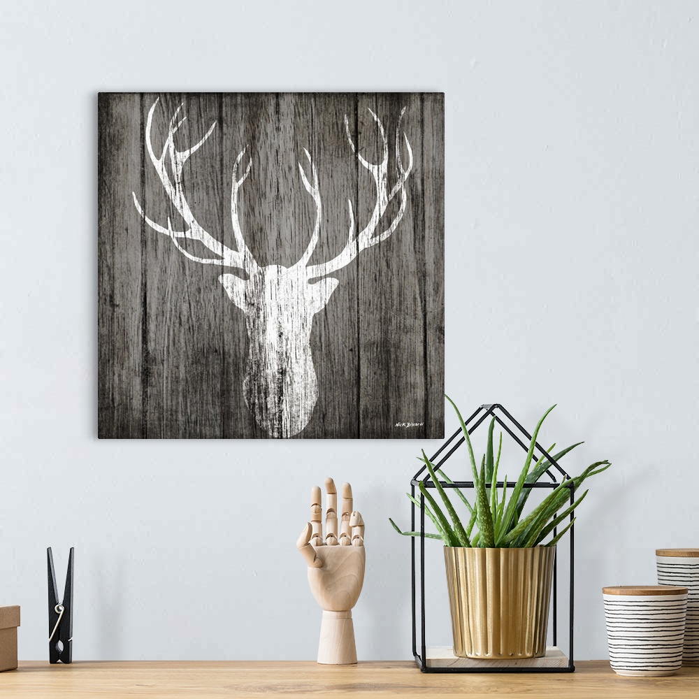 A bohemian room featuring Sophisticated Deer on Wood