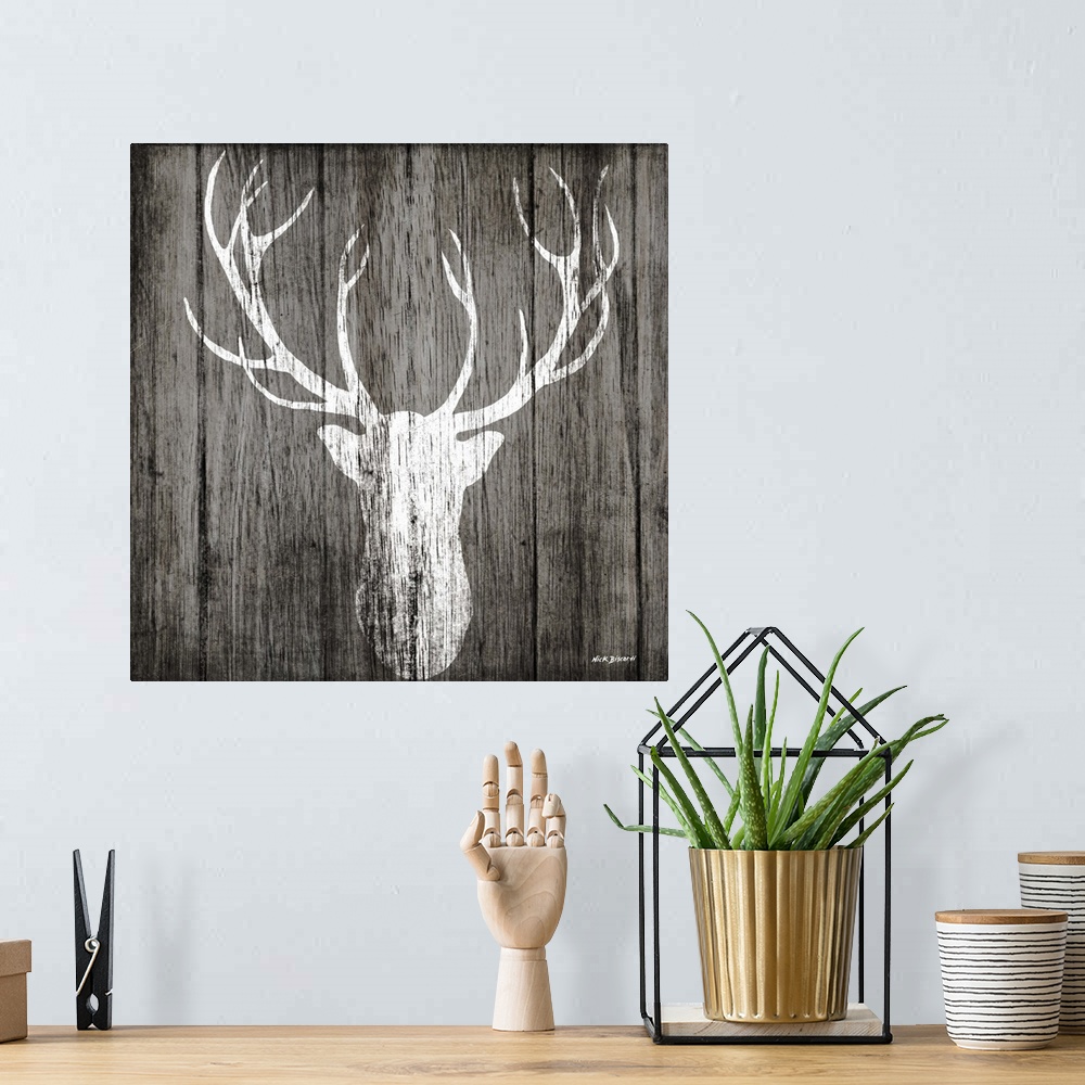 A bohemian room featuring Sophisticated Deer on Wood