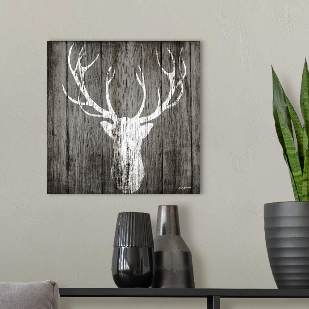 A modern room featuring Sophisticated Deer on Wood