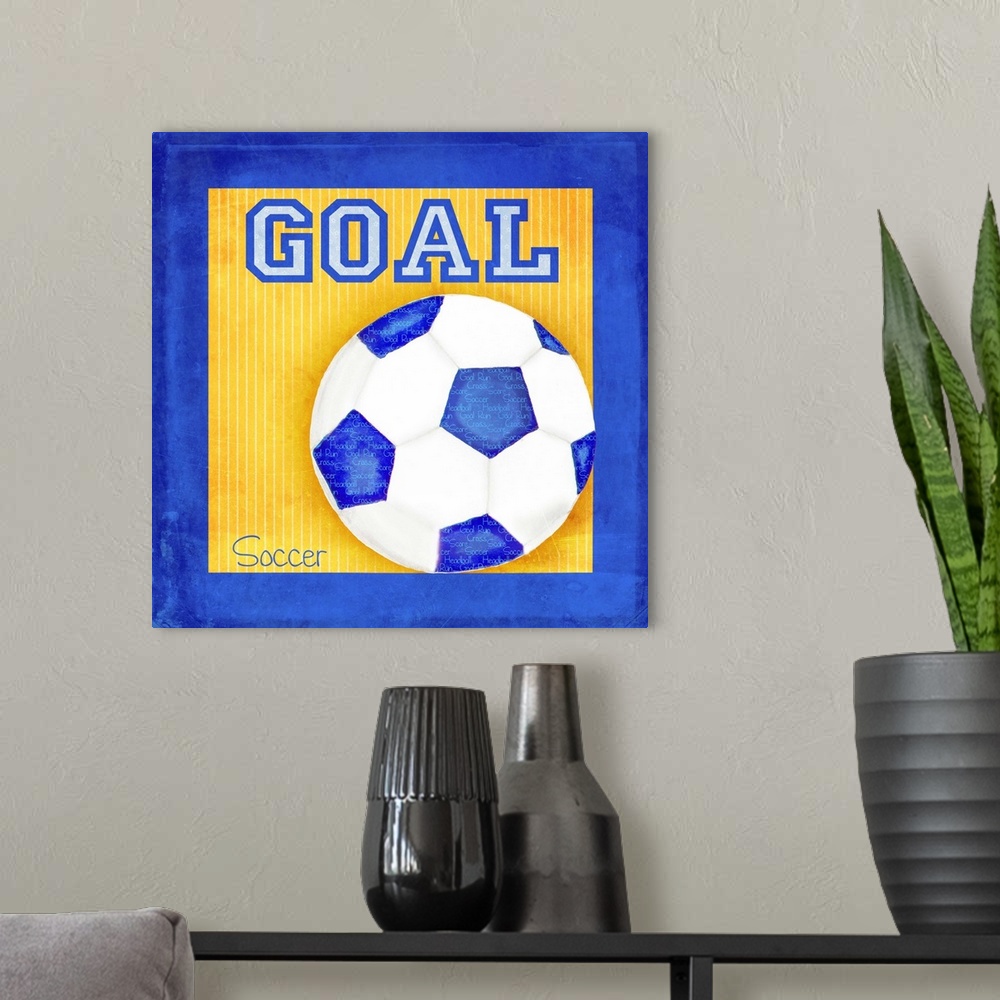 A modern room featuring "Goal"