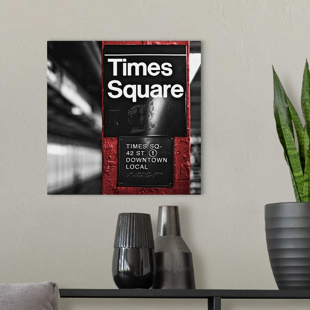 A modern room featuring Square Times Square
