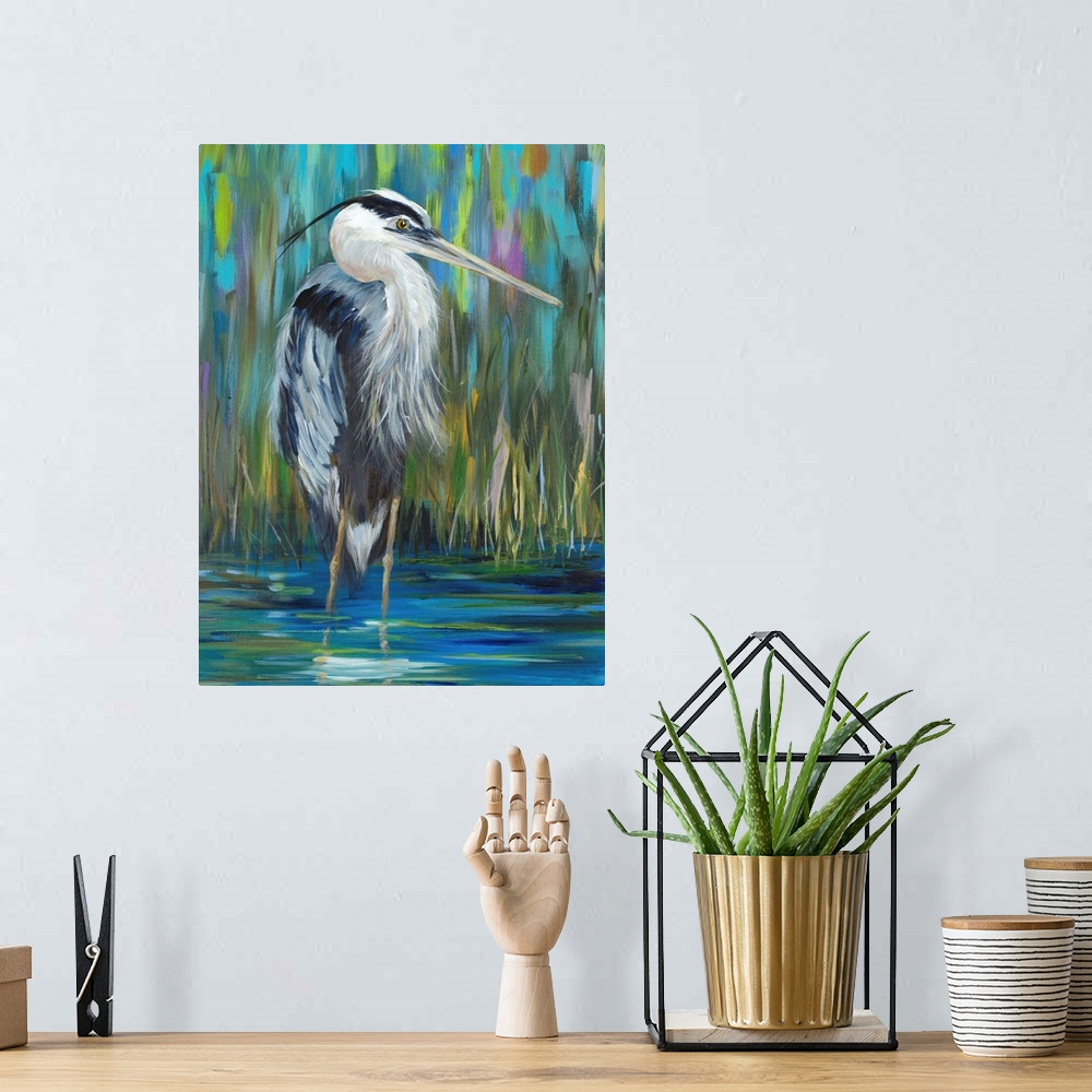 A bohemian room featuring Standing Heron I