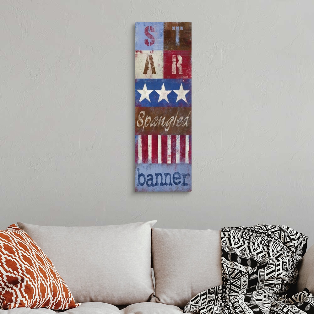 A bohemian room featuring Star Spangled Banner
