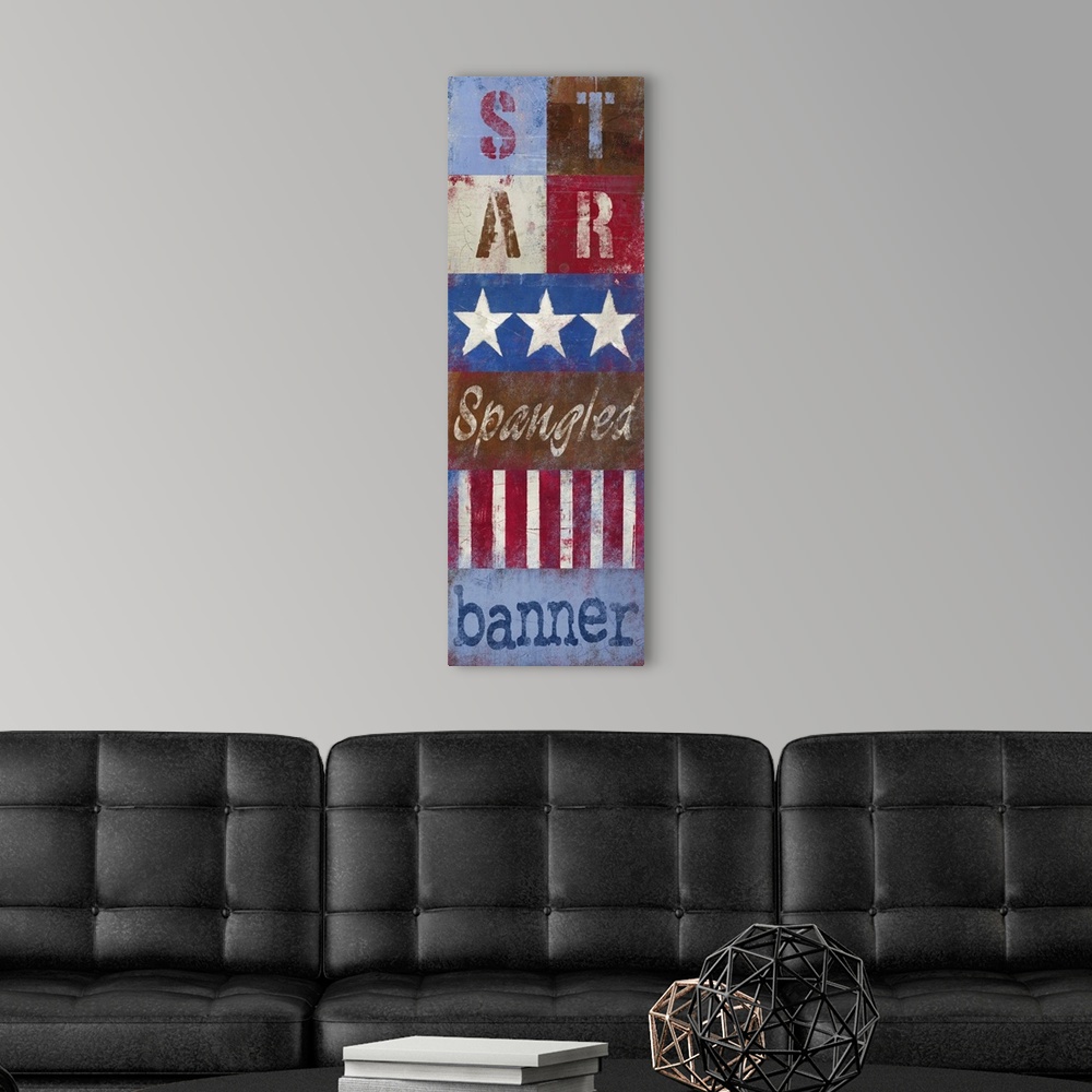A modern room featuring Star Spangled Banner
