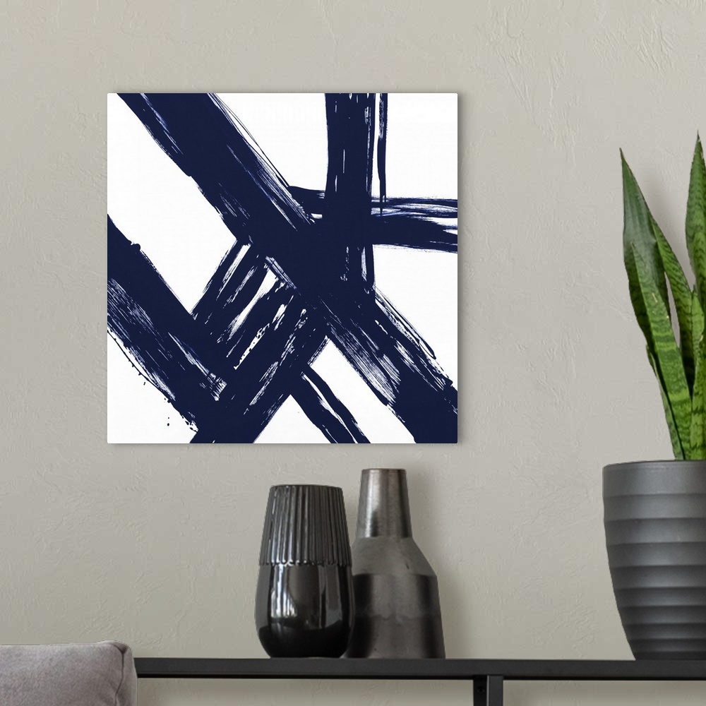 A modern room featuring Strokes in Navy I