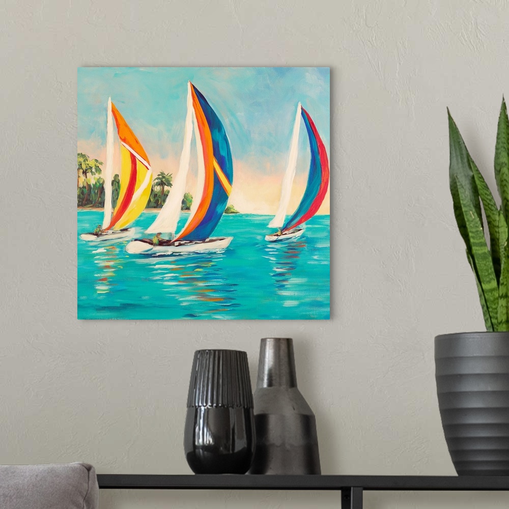 A modern room featuring Sunset Sails I