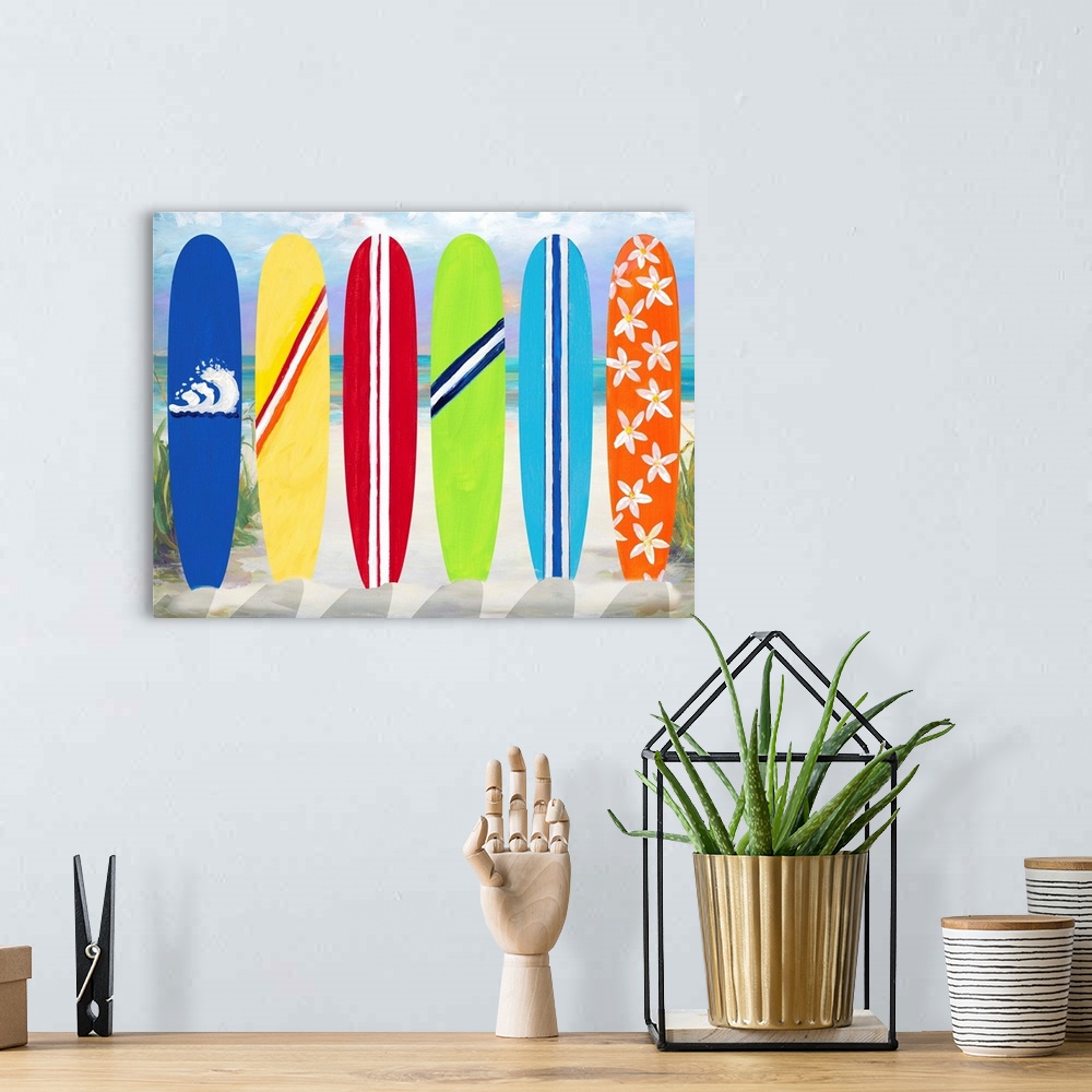 A bohemian room featuring Surf Boards on the Beach