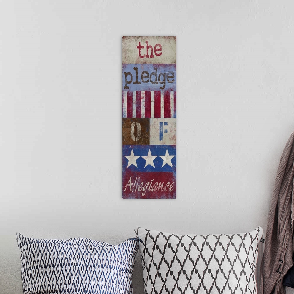 A bohemian room featuring The Pledge of Allegiance