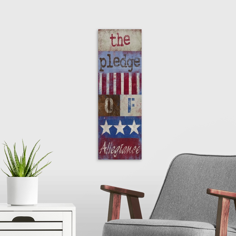 A modern room featuring The Pledge of Allegiance