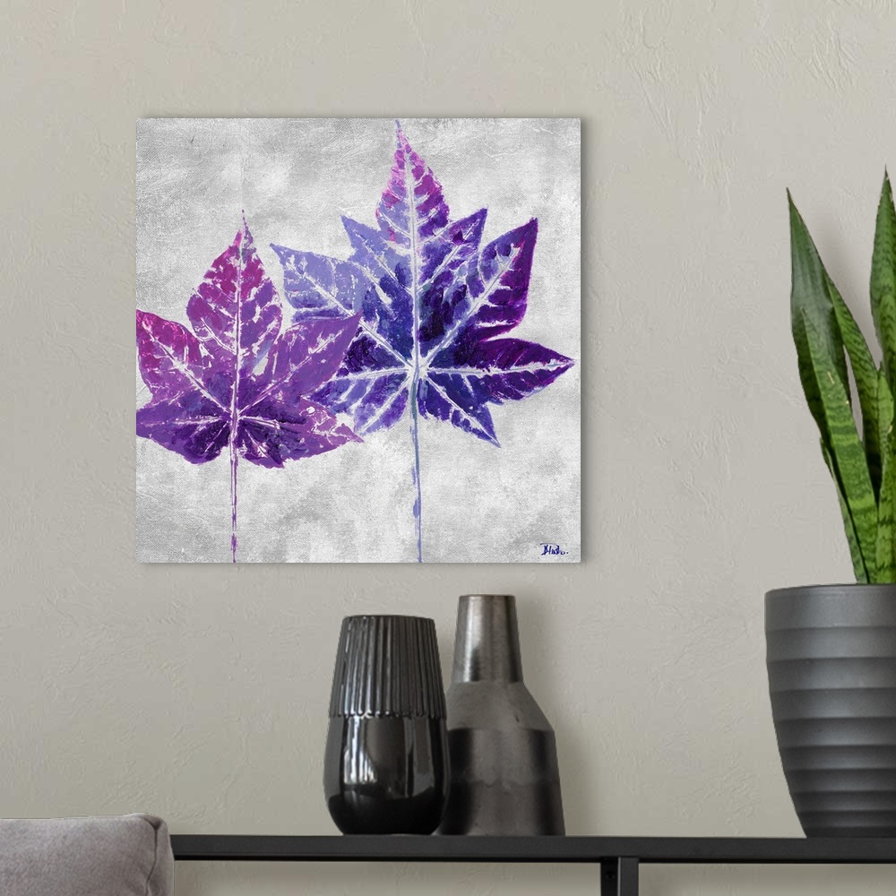 A modern room featuring The Purple Leaves on Silver II