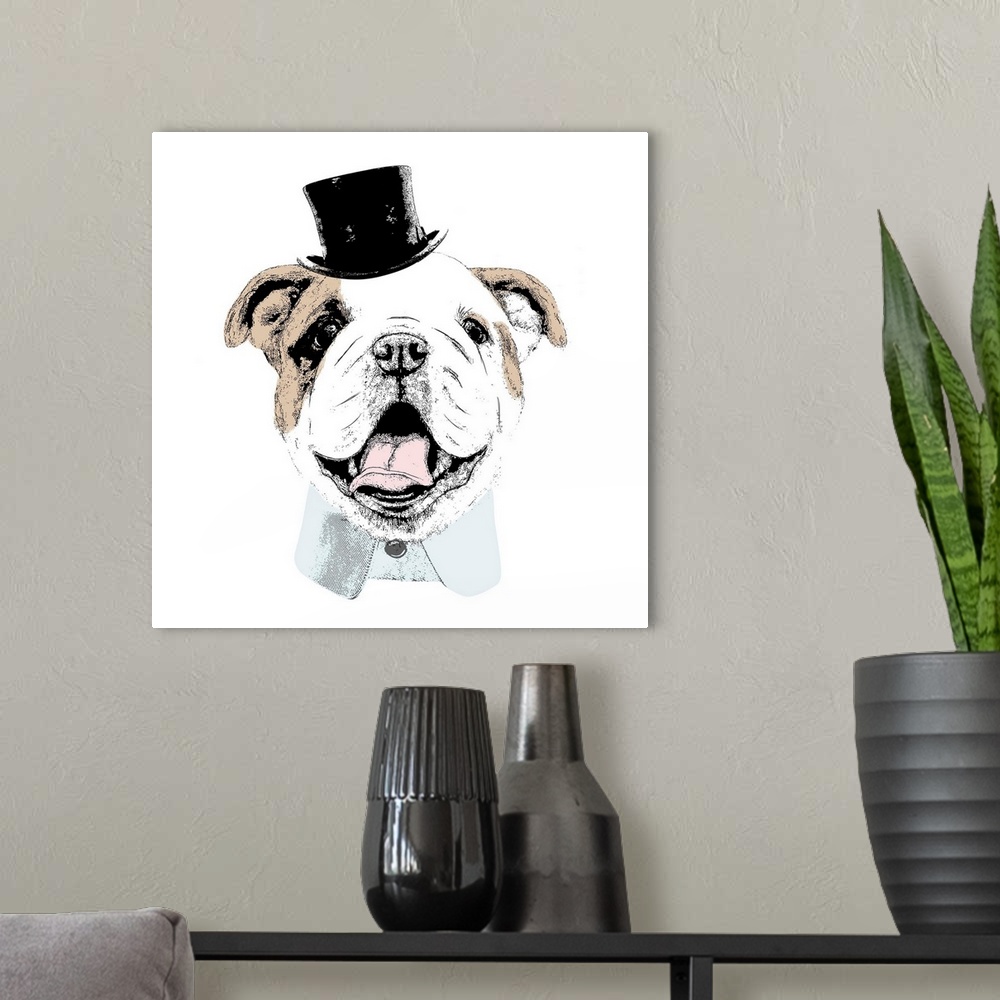 A modern room featuring Top Hat Dog