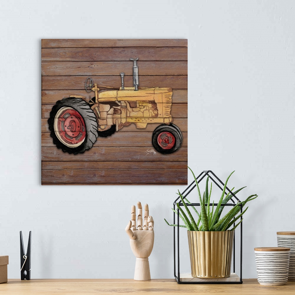 A bohemian room featuring Tractor On Wood I