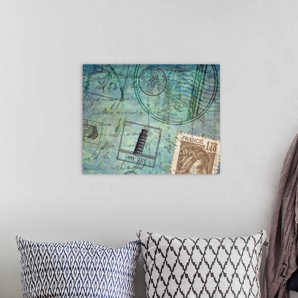 A bohemian room featuring Travel Collage IV