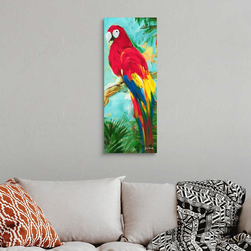 A bohemian room featuring Tropic Parrots I