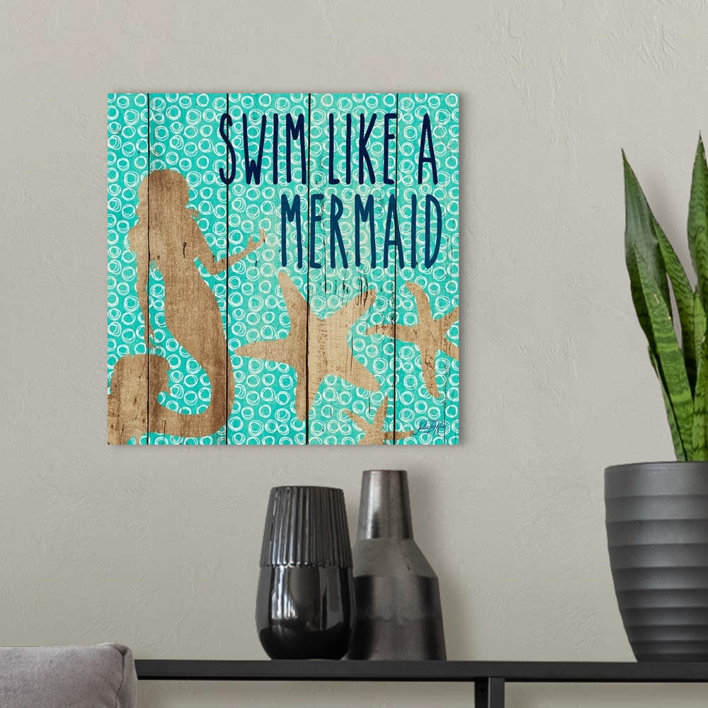 A modern room featuring "Swim Like A Mermaid"