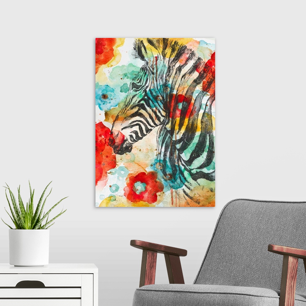 A modern room featuring Vibrant Zebra