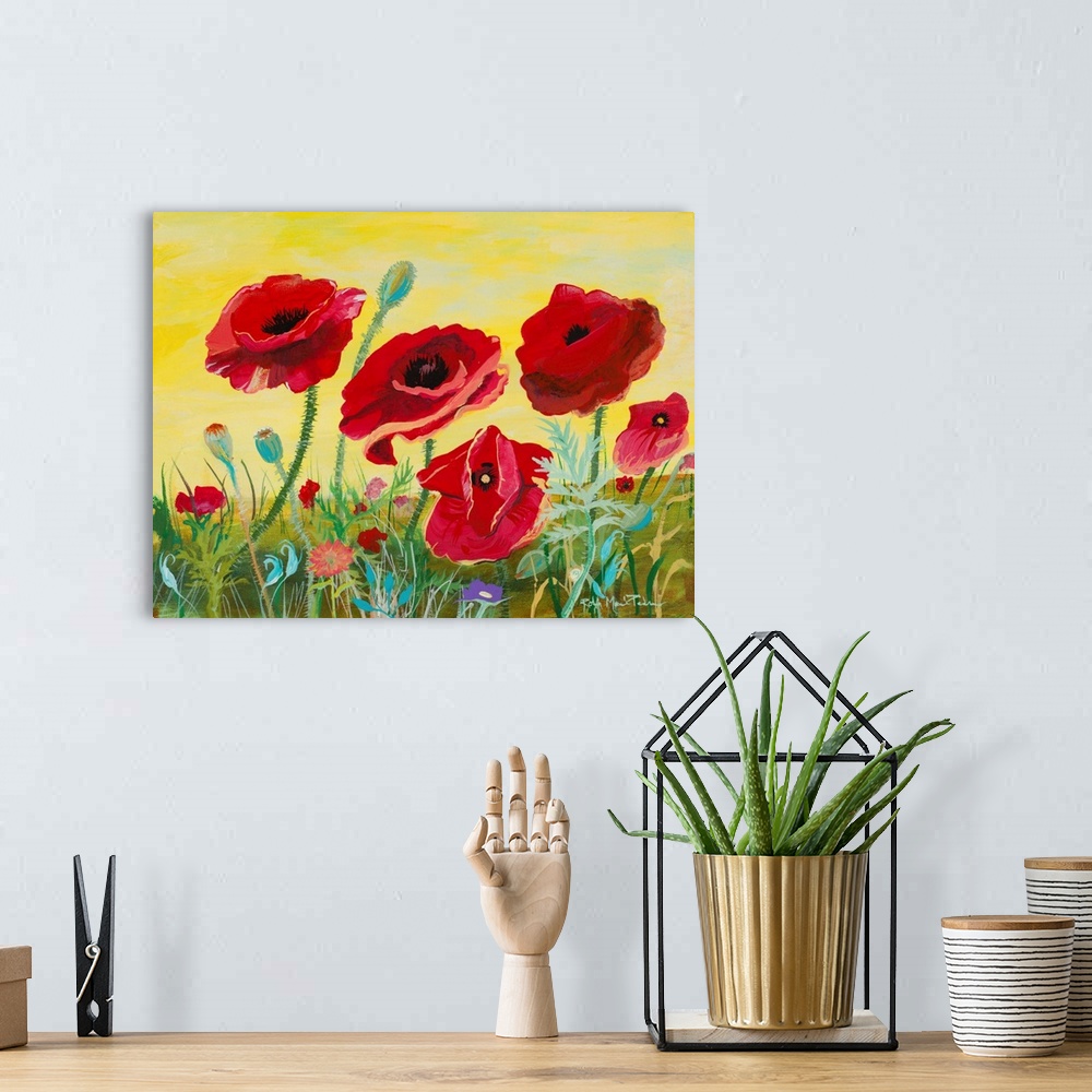 A bohemian room featuring Victory Red Poppies II