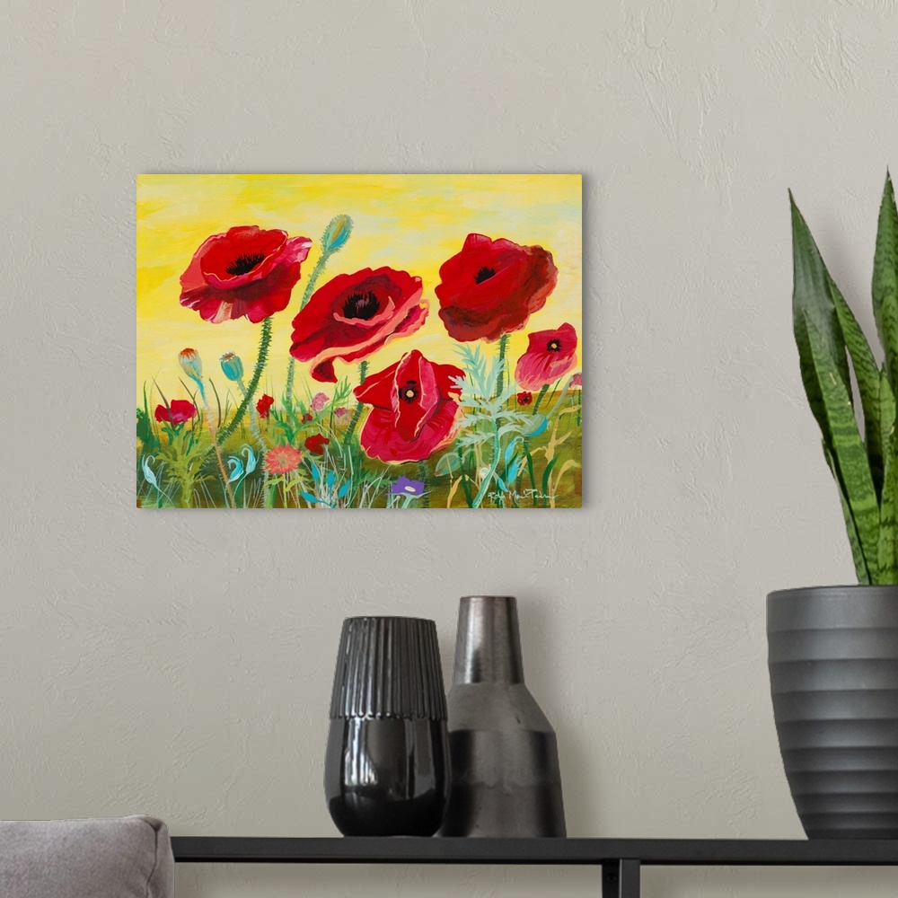 A modern room featuring Victory Red Poppies II