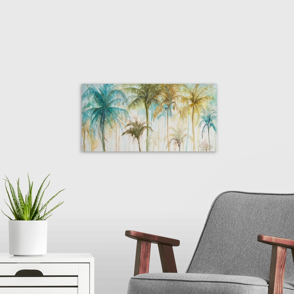 A modern room featuring Watercolor Palms