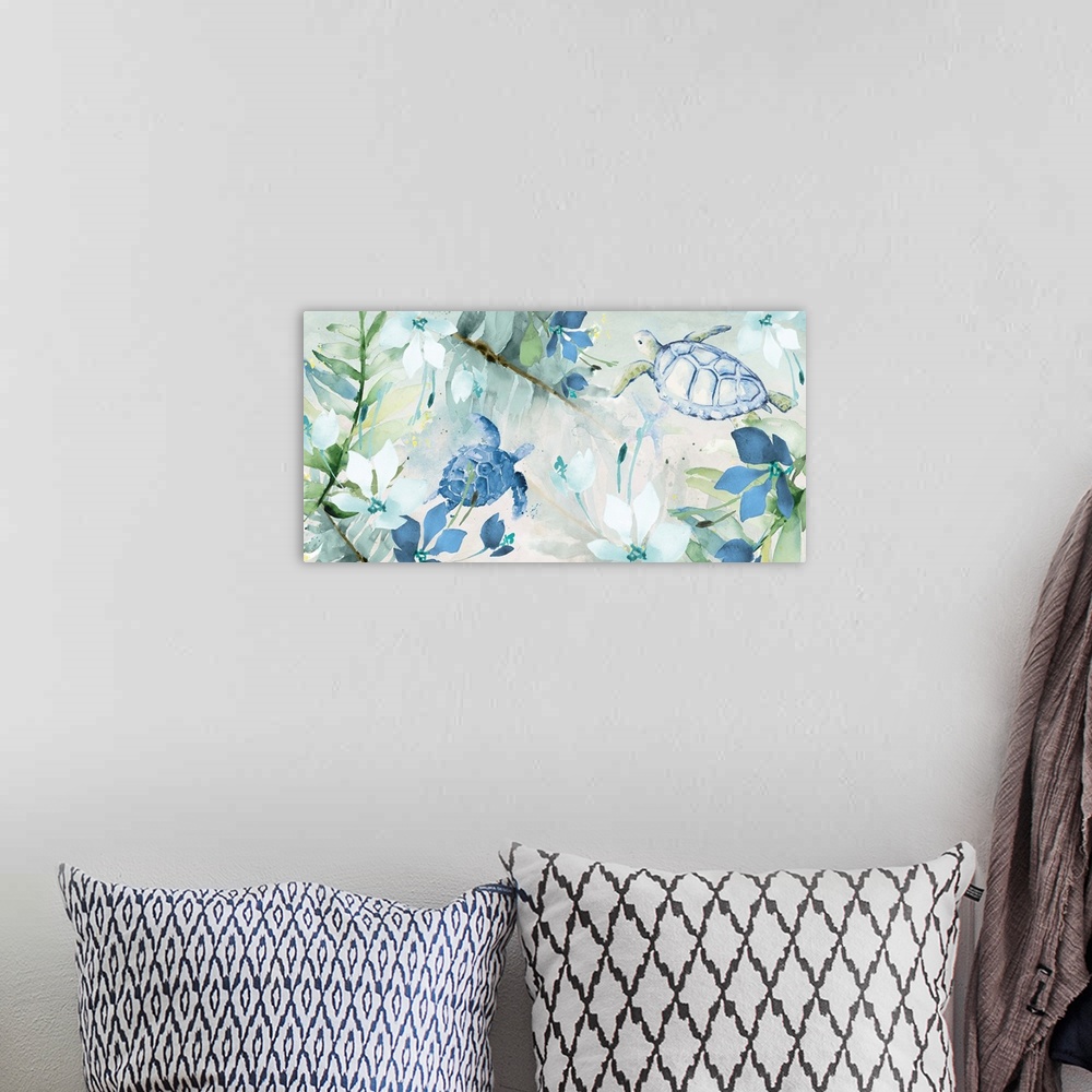 A bohemian room featuring Watercolor Sea Turtles
