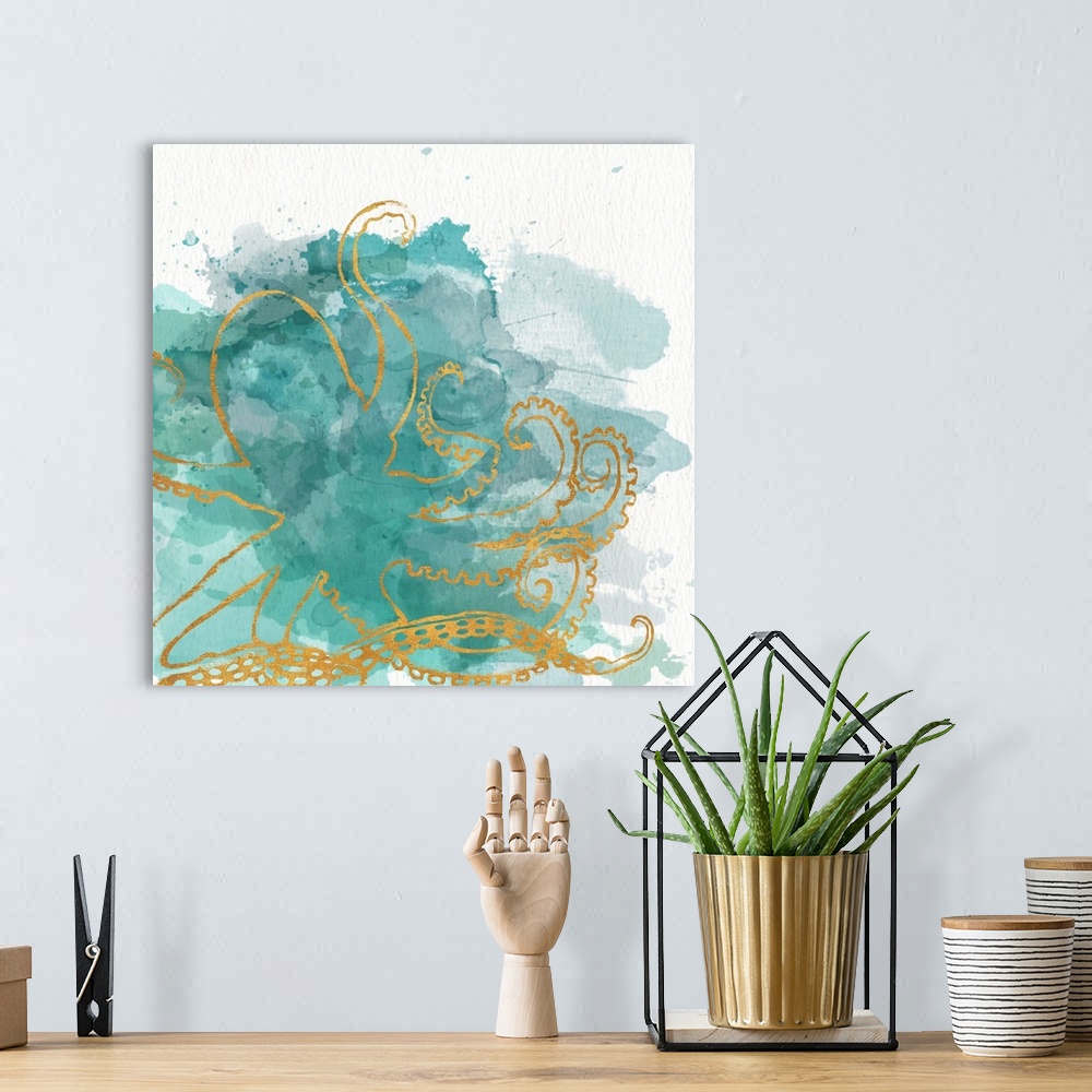A bohemian room featuring Watercolor Sealife I