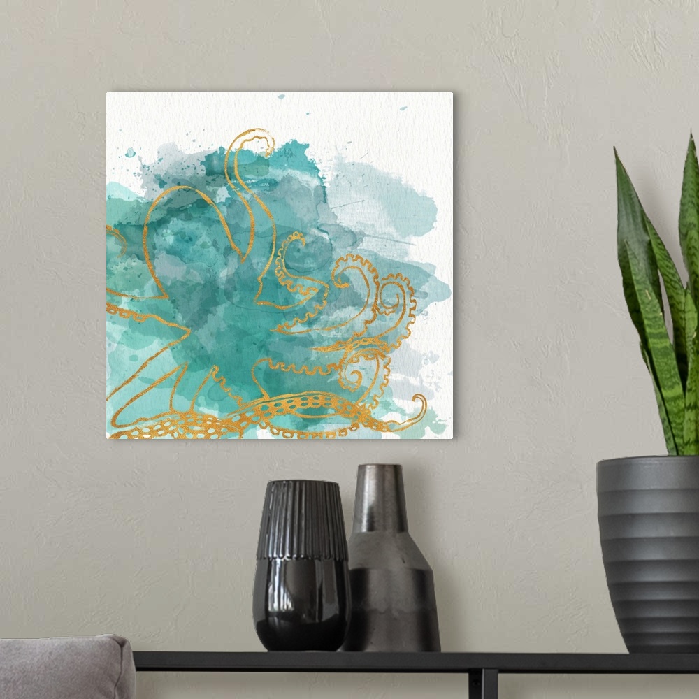 A modern room featuring Watercolor Sealife I