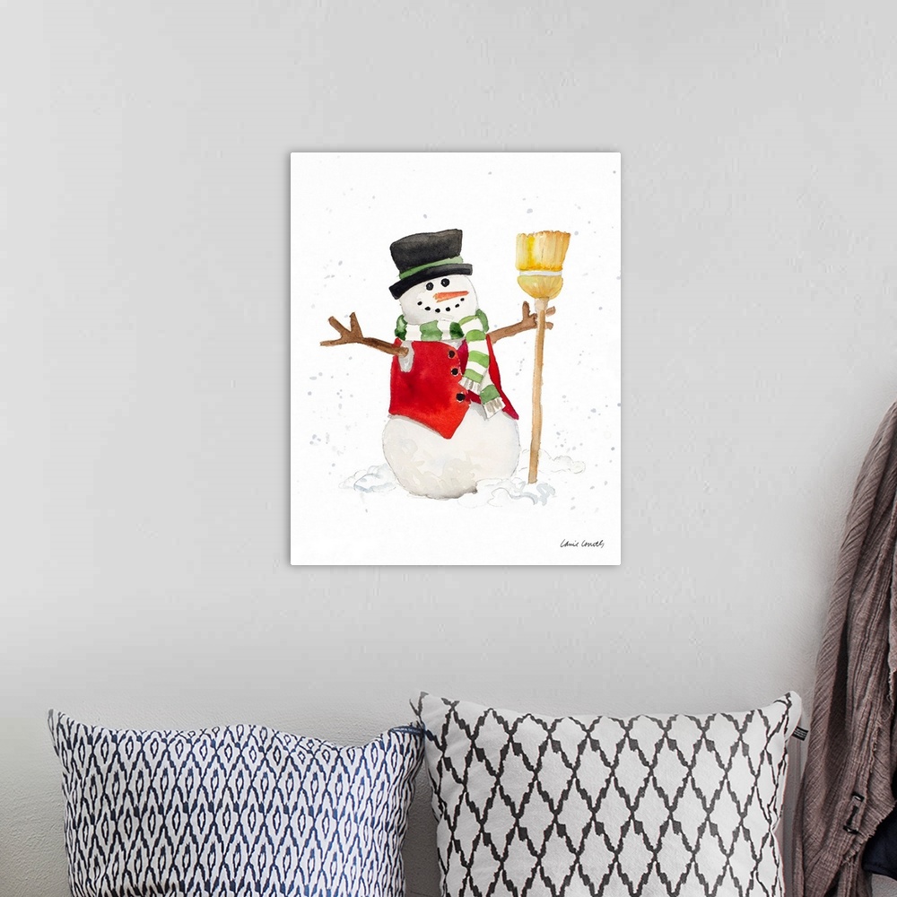 A bohemian room featuring Watercolor Snowman I