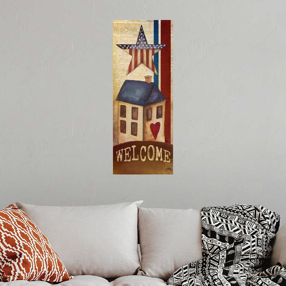 A bohemian room featuring Welcome Home America I