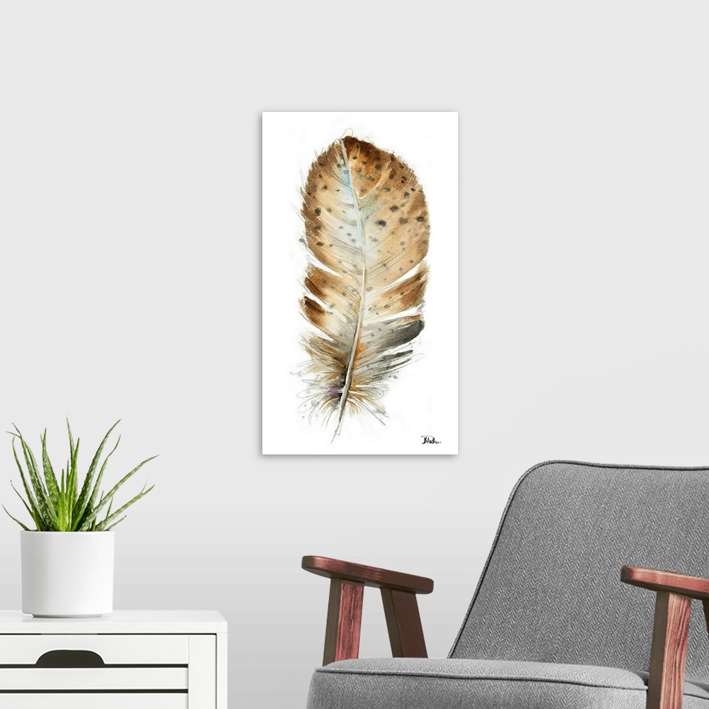 A modern room featuring watercolor feathers II 002