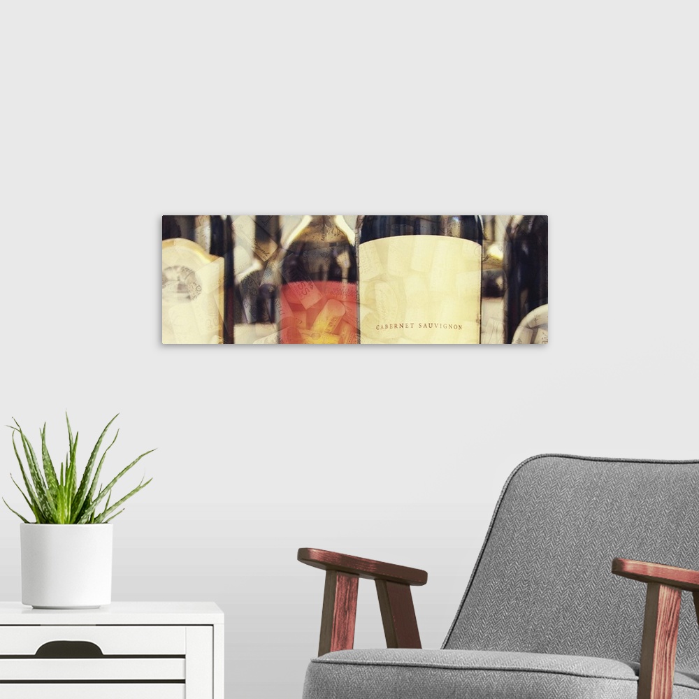 A modern room featuring Wine Label Panel I