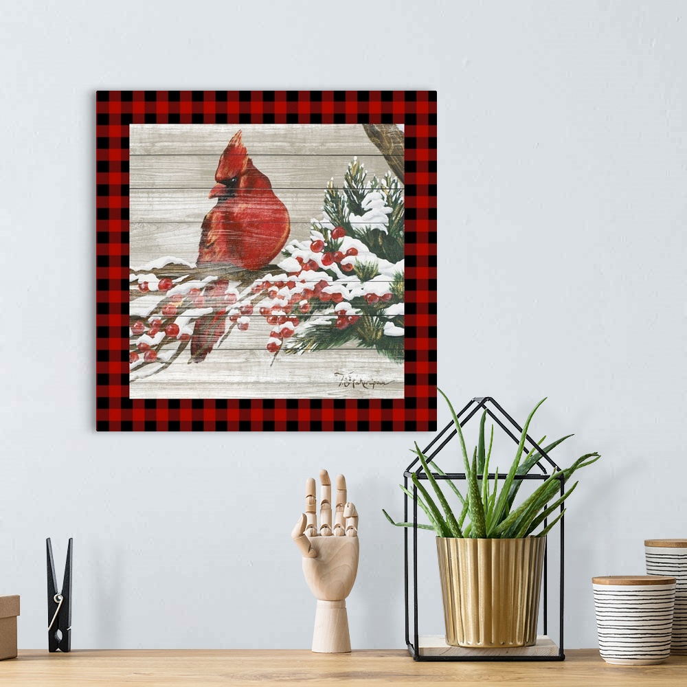 A bohemian room featuring Winter Red Bird III
