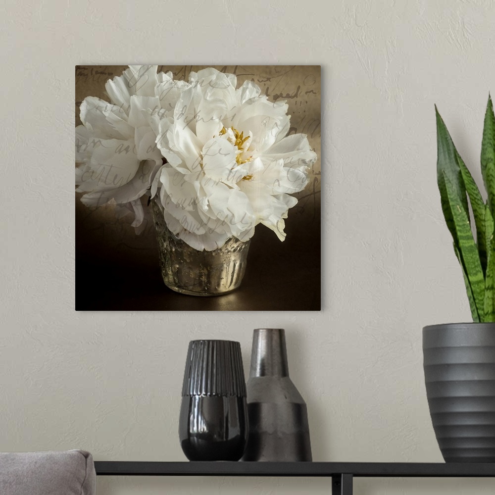 A modern room featuring Calligraphic Peony I