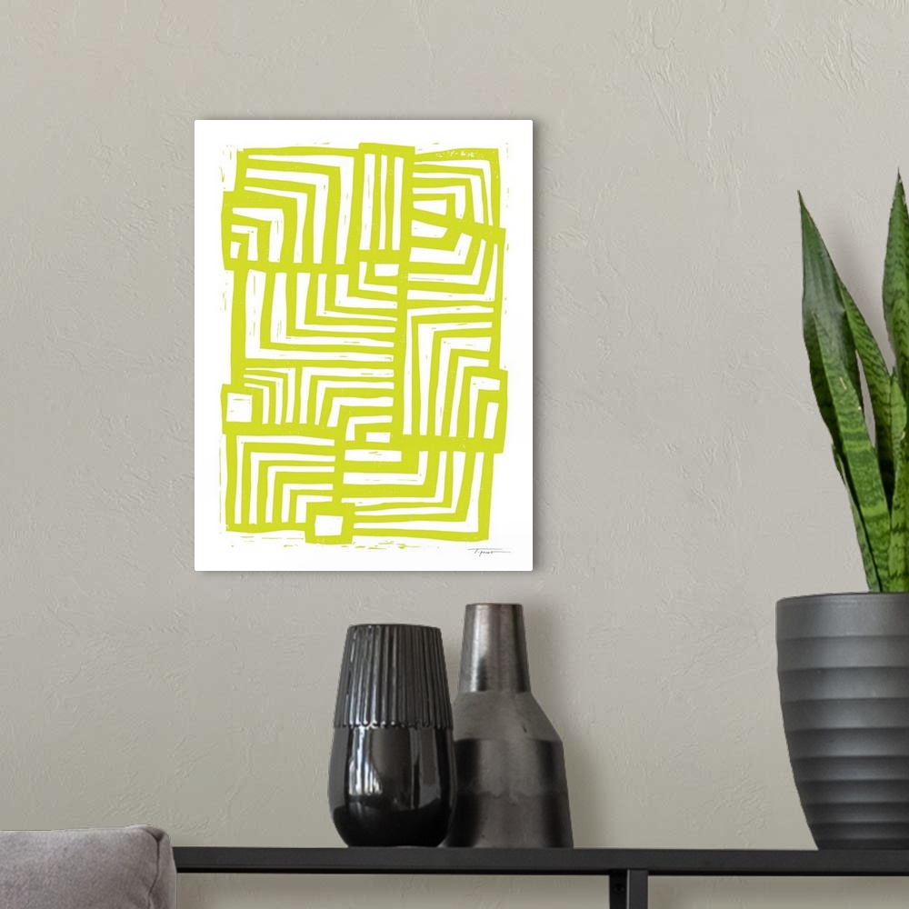 A modern room featuring Moving Lines In Chartreuse