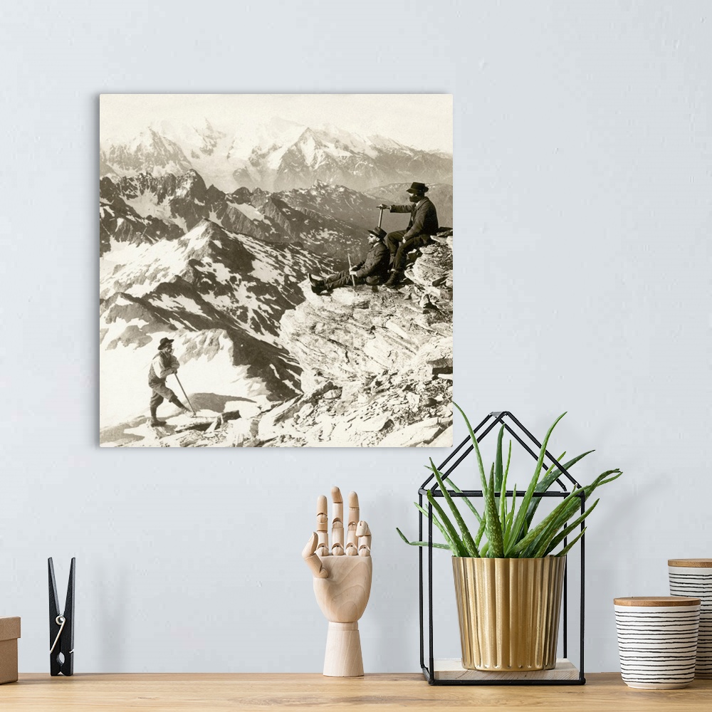 A bohemian room featuring Alpine Mountaineering, 1908. A View Of Mont Blanc (15,782 Ft.) In the Savoy Alps, From Mont Buet ...