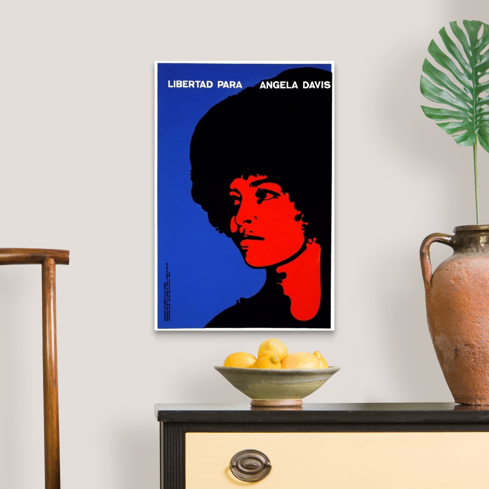 A traditional room featuring ANGELA DAVIS (1944- ). American poltical activist. 'Libertad para Angela Davis.' Poster issued by...