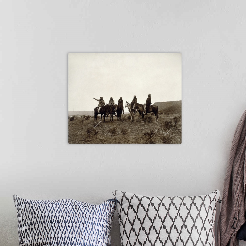 A bohemian room featuring Apache Men, c1903. 'The Lost Trail.' A Group Of Apache Men On Horseback. Photograph By Edward S. ...